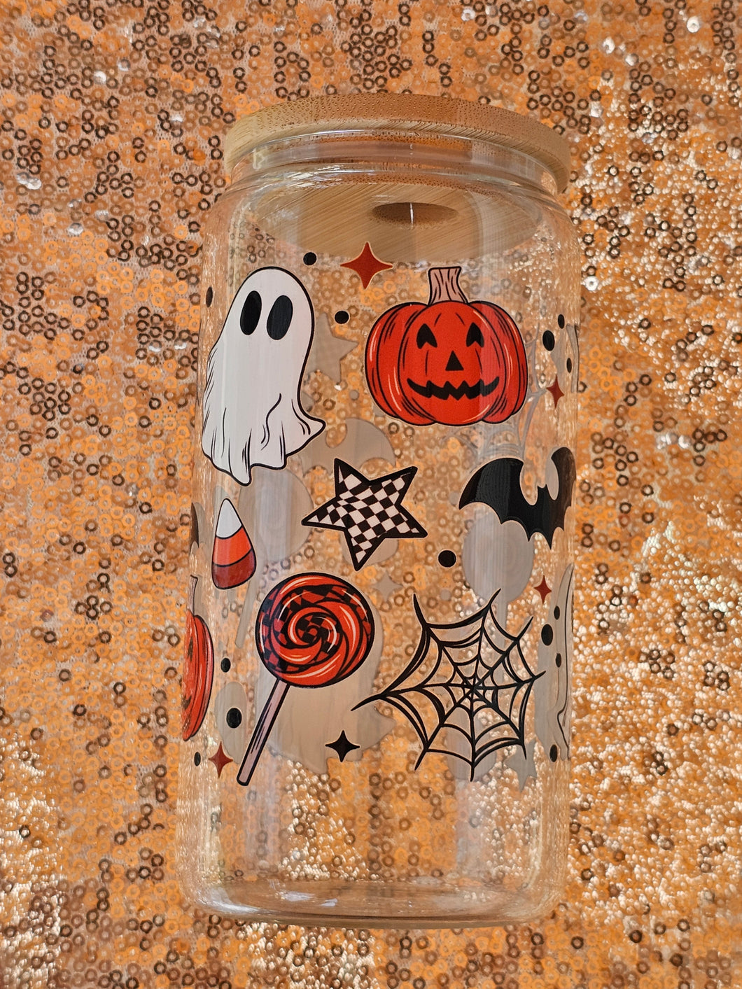 Sweet Halloween Glass Can