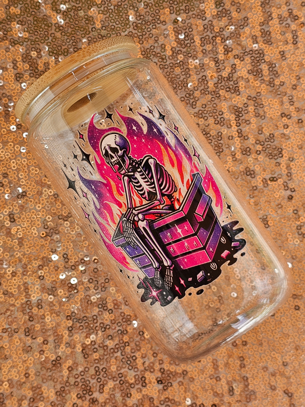 Dumpster Fire Glass Can