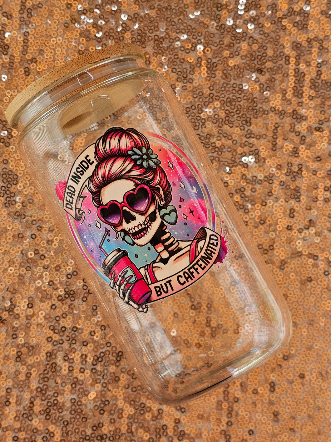 Dead & Caffinated Glass Can