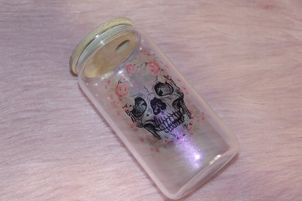 Skull & Flowers Glass